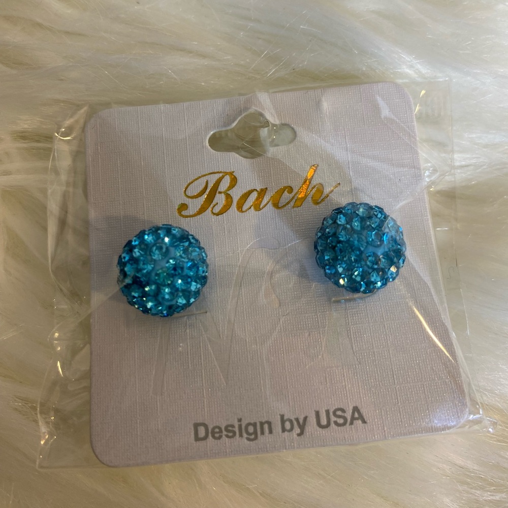 Turquoise Rhinestone earrings - Picture 5 of 6